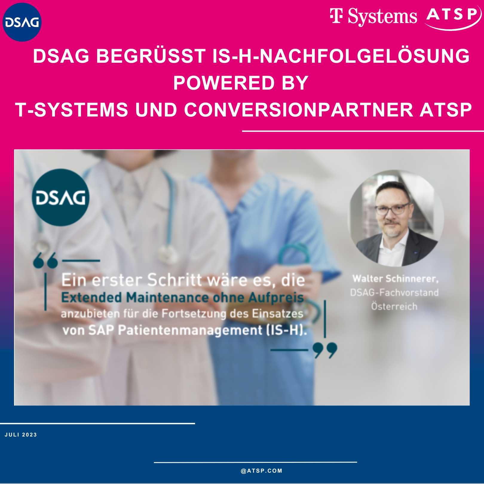 DSAG begrüsst IS-H Nachfolgelösung powered by T-Systems und Conversionpartner ATSP